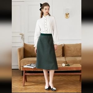 Simple Retro Houndstooth A-line skirt